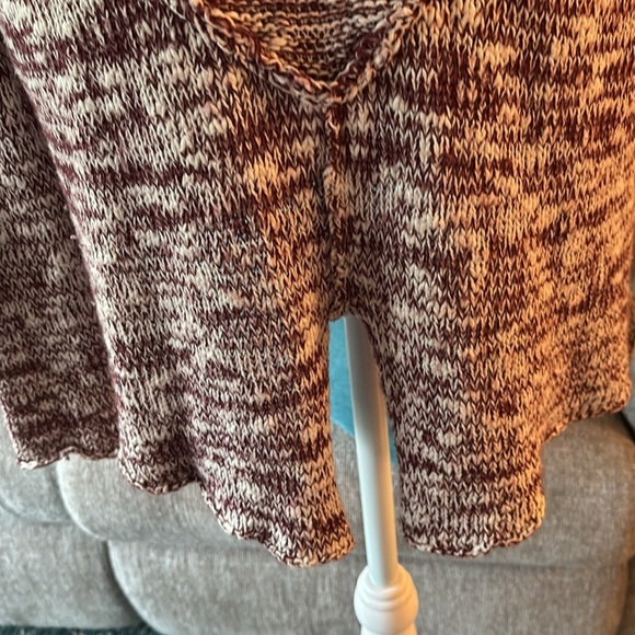 Michael Stars Burgundy/white split back sweater - Picture 8 of 10